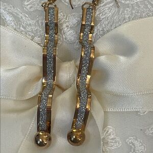 Gold and Silver Wavy Dangle Earrings